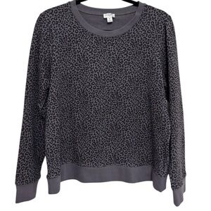 J. Crew Leopard PrintTerry Long Sleeve Sweater. Size L